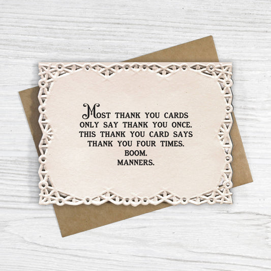 Thank You Card; Repeated Thank You (Funny Vintage Card)