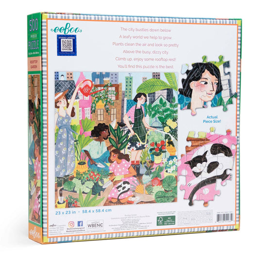 Eeboo Jigsaw Puzzle; Rooftop Garden (500 Piece, Square Puzzle)