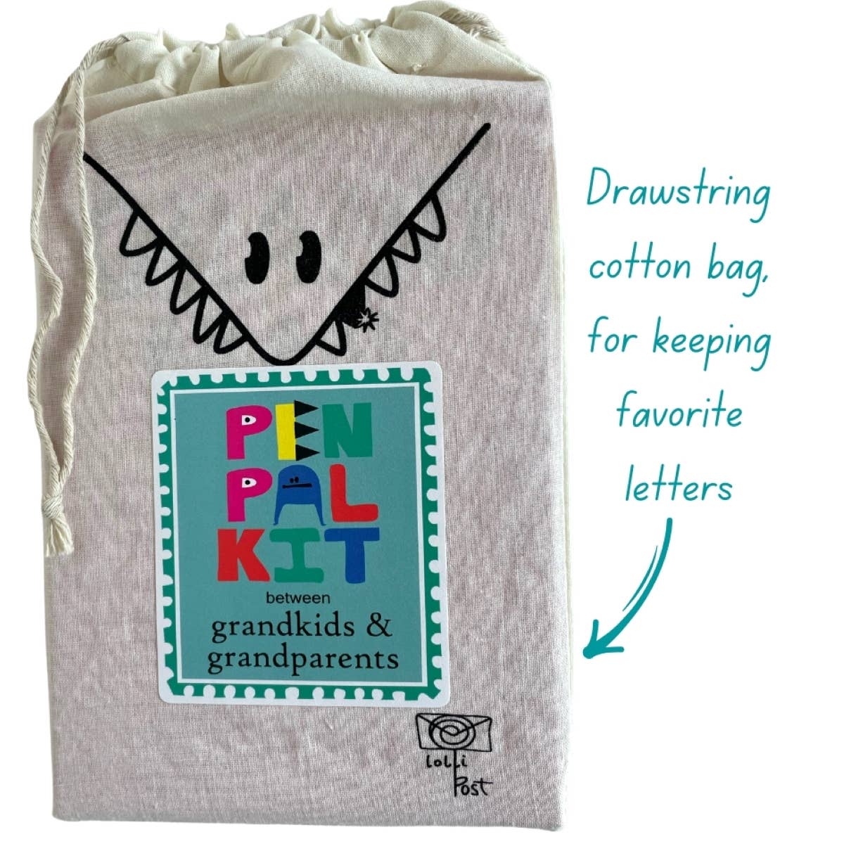Grand Pen Pal Kit; Kids & Grandparents (Drawstring Bag)