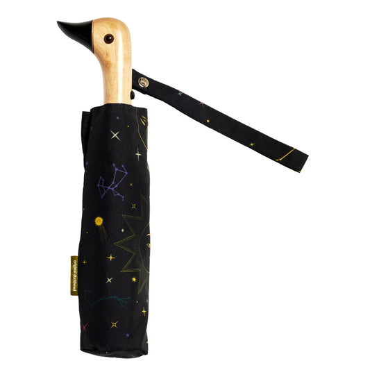Original Duckhead Compact Umbrella; Zodiac Signs (Black, Eco-Friendly, Upcycled)
