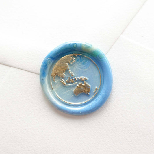 Wax Seal Stamp; Earth Globe (With Box & Storage Bag)