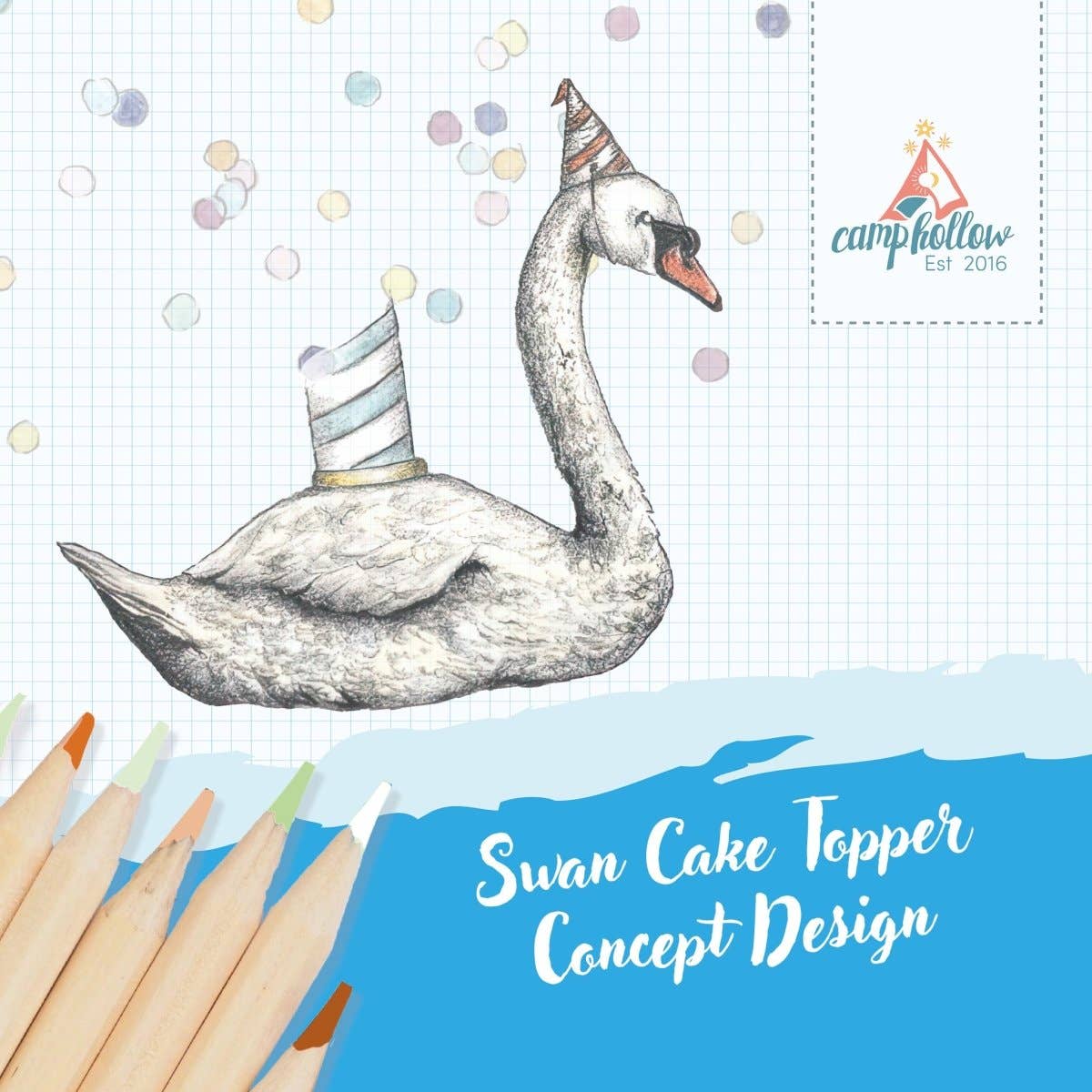 Camp Hollow Cake Topper; Swan (Hand-Painted Porcelain)