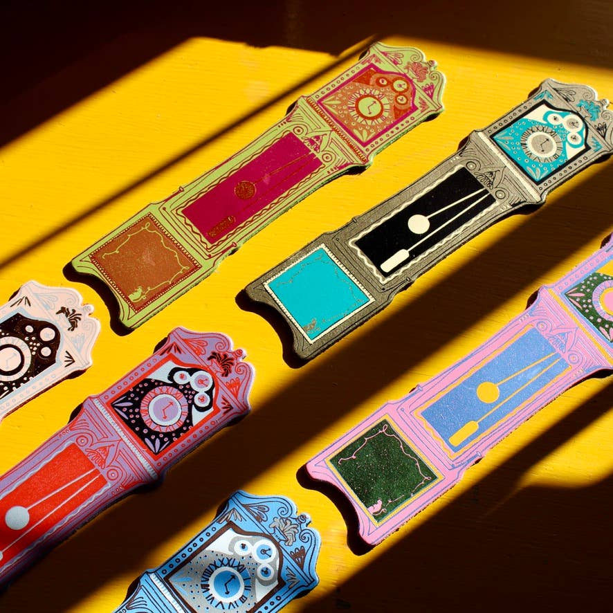 Leather Bookmark; Grandfather Clock (100% Leather)