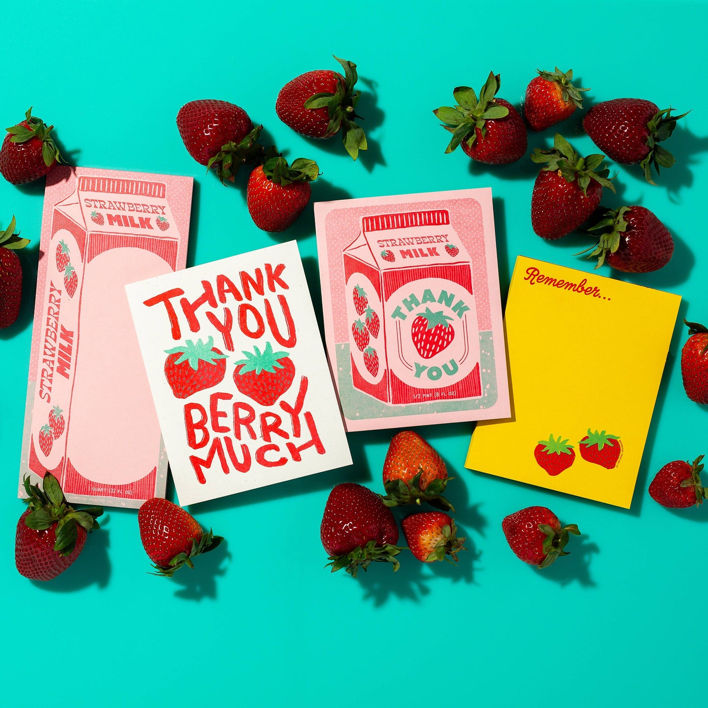 Thank You Card; Strawberry Milk (Risograph Card)