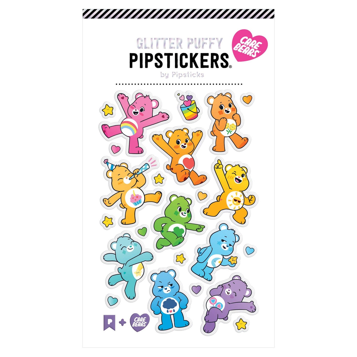Pipsticks Sticker Sheet; Care Bears Rainbow Friends (Glitter, Puffy)