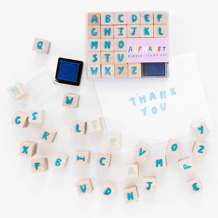 Stamp Kit; Alphabet (With Blue Neon Ink)