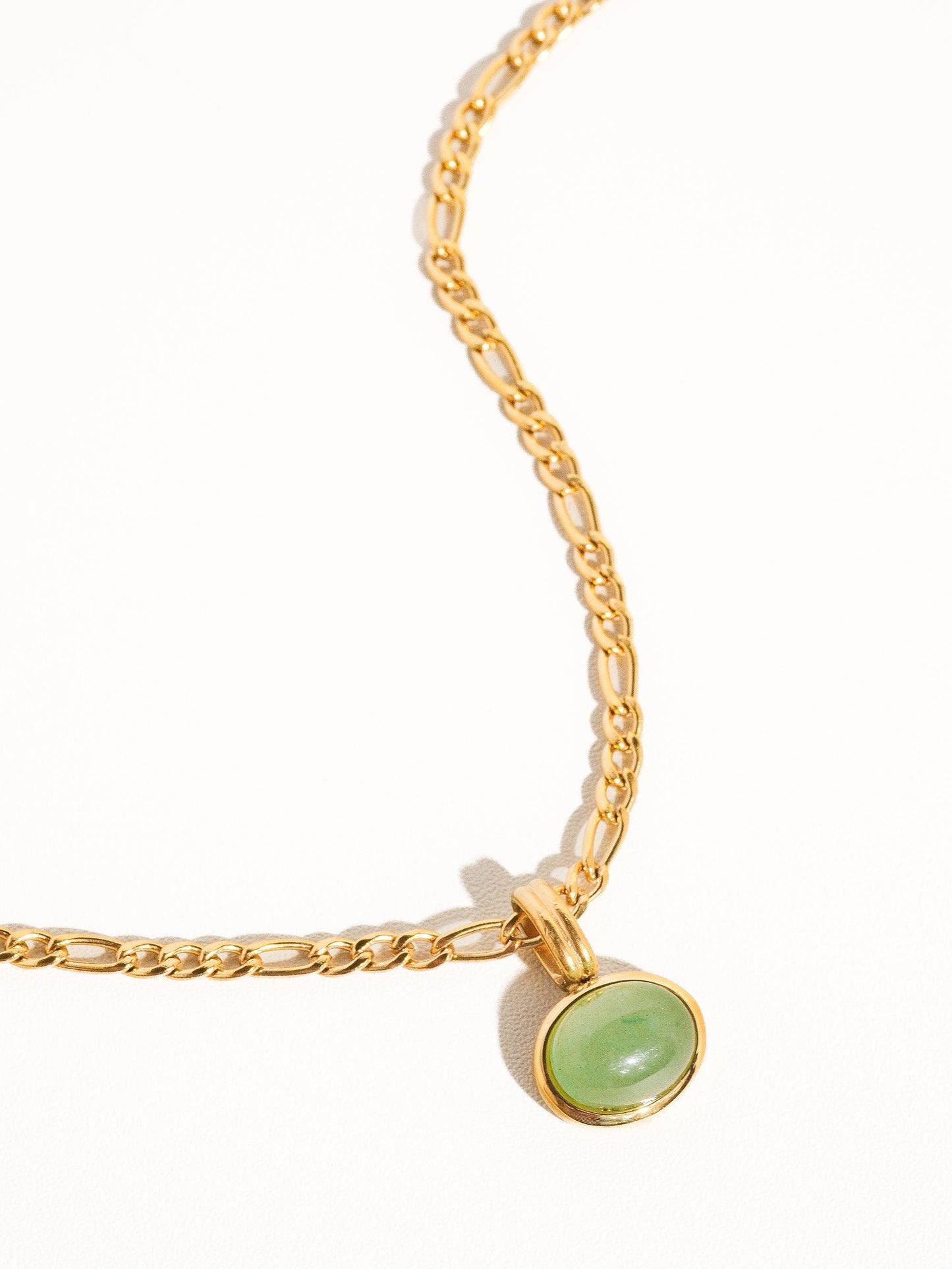 Necklace; Winslow Green Stone Pendant Chain (Non-Tarnish)
