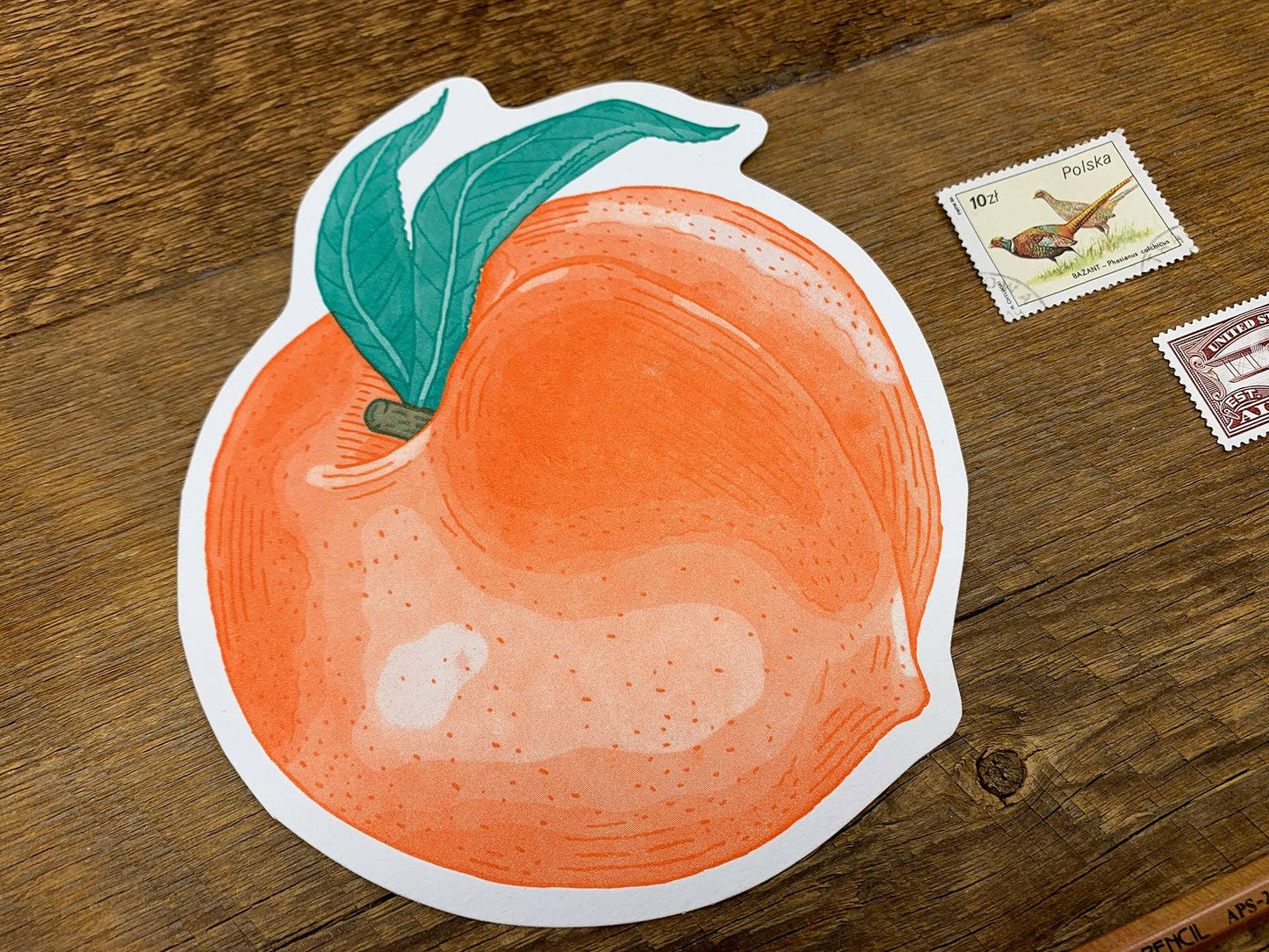 Postcard; Peach (Large Cut-Out)
