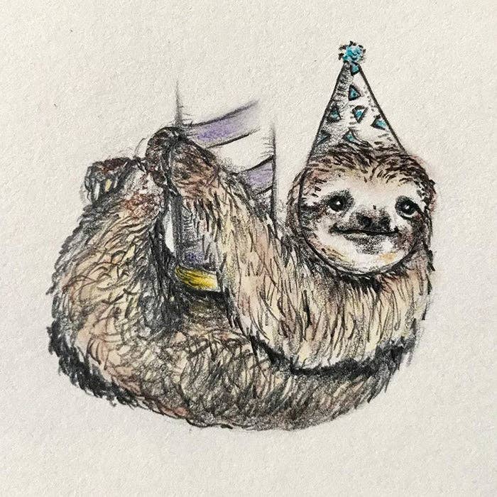 Camp Hollow Cake Topper; Sloth (Hand-Painted Porcelain)