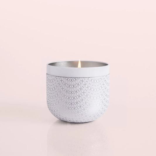 Volcano Candle; White Opal Gilded Tin, 12.5 oz