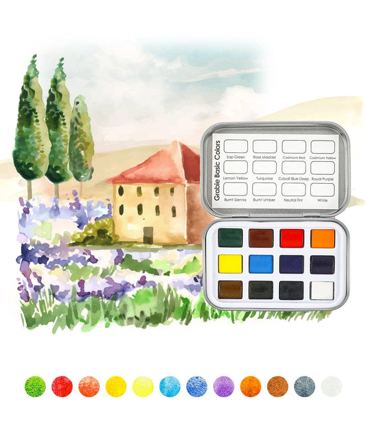 Grabie Watercolor Pocket Set; Essential Colors (12 Colors)