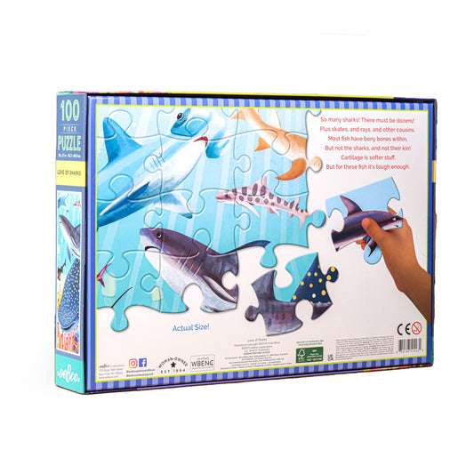 Eeboo Jigsaw Puzzle; Love of Sharks (100 Piece)