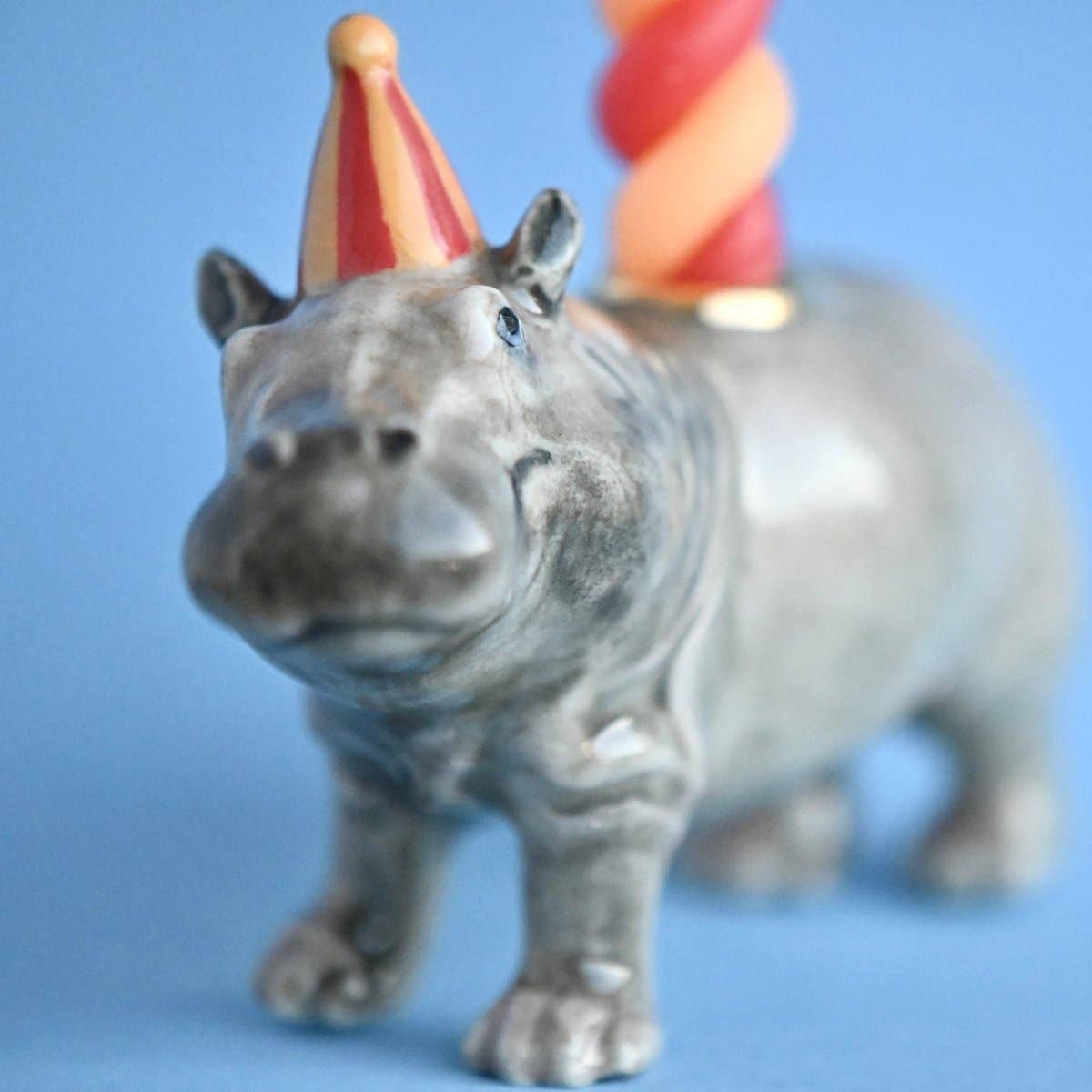 Camp Hollow Cake Topper; Hippo (Hand-Painted Porcelain)