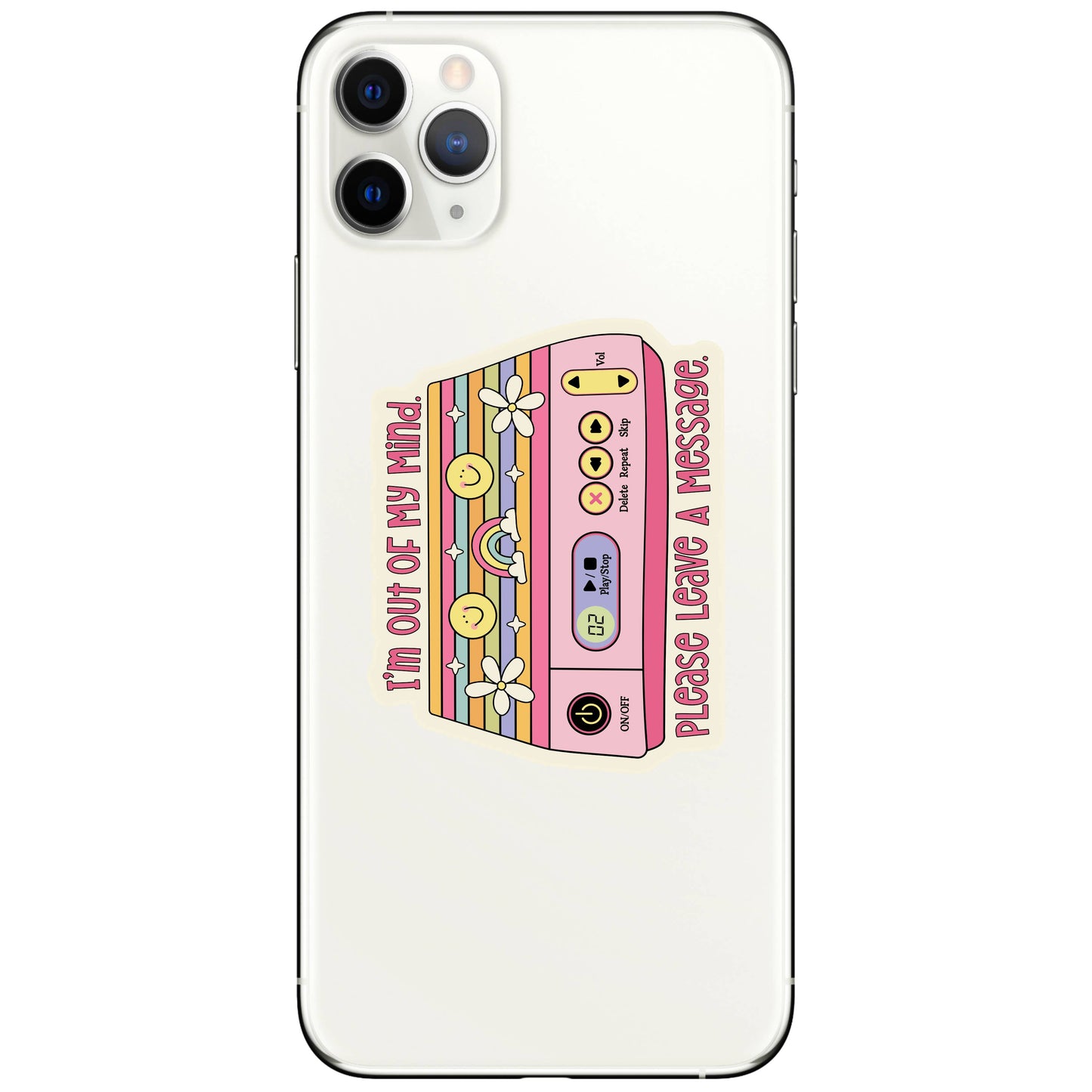 Vinyl Sticker; Out Of My Mind (Funny Mental Health Sarcastic High Quality)