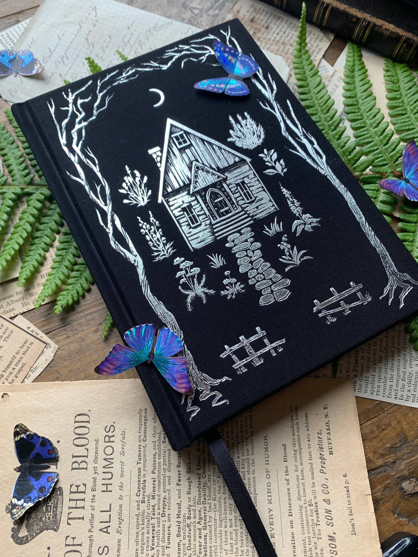 Hardcover Notebook; The Grimoire, Gold (B6 Vegan Lined Notebook, 120gsm Ivory Paper)
