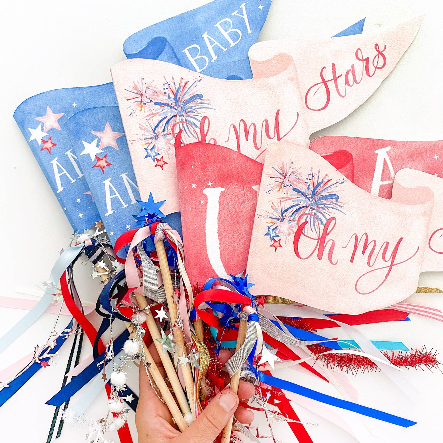 Party Pennant; Oh My Stars (Red, White, and Blue)