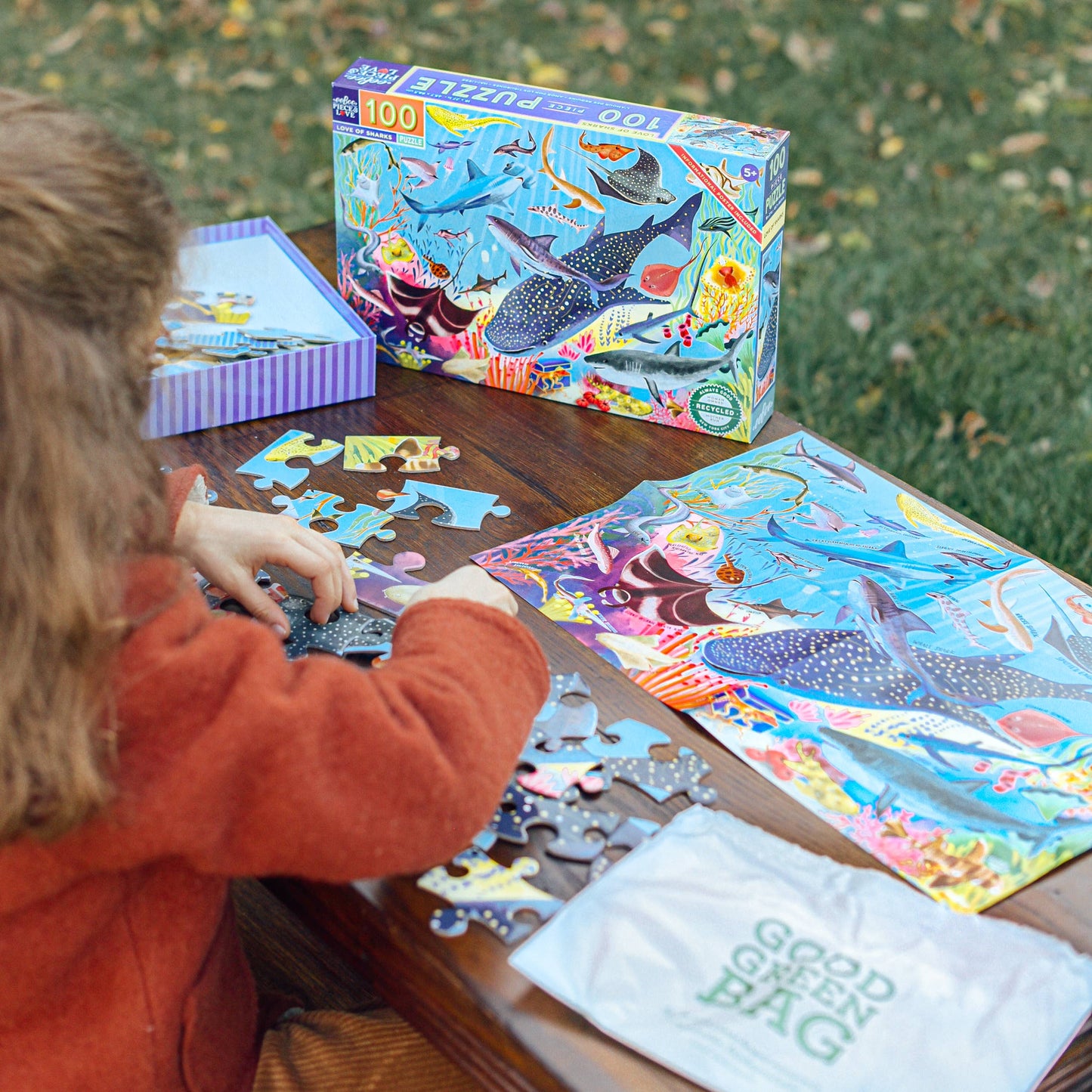 Eeboo Jigsaw Puzzle; Love of Sharks (100 Piece)