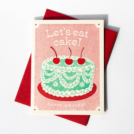 Birthday Card; Let's Eat Cake (Risograph Card)