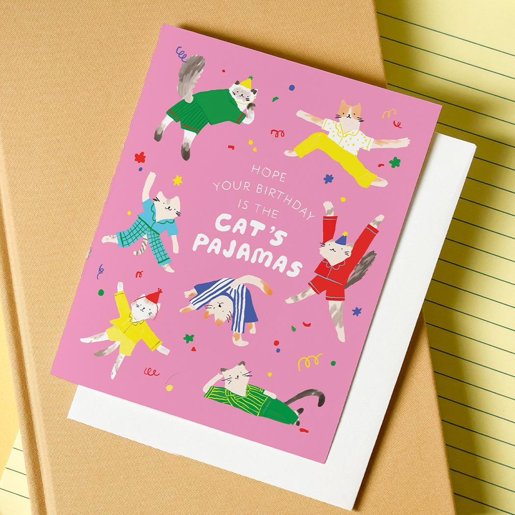 Birthday Card; Cat's Pajamas (Cat Pun)
