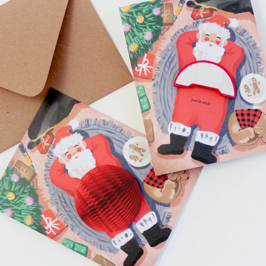 Christmas Card; Cookie Break Santa - (Pop-up Card: Holiday/Santa)