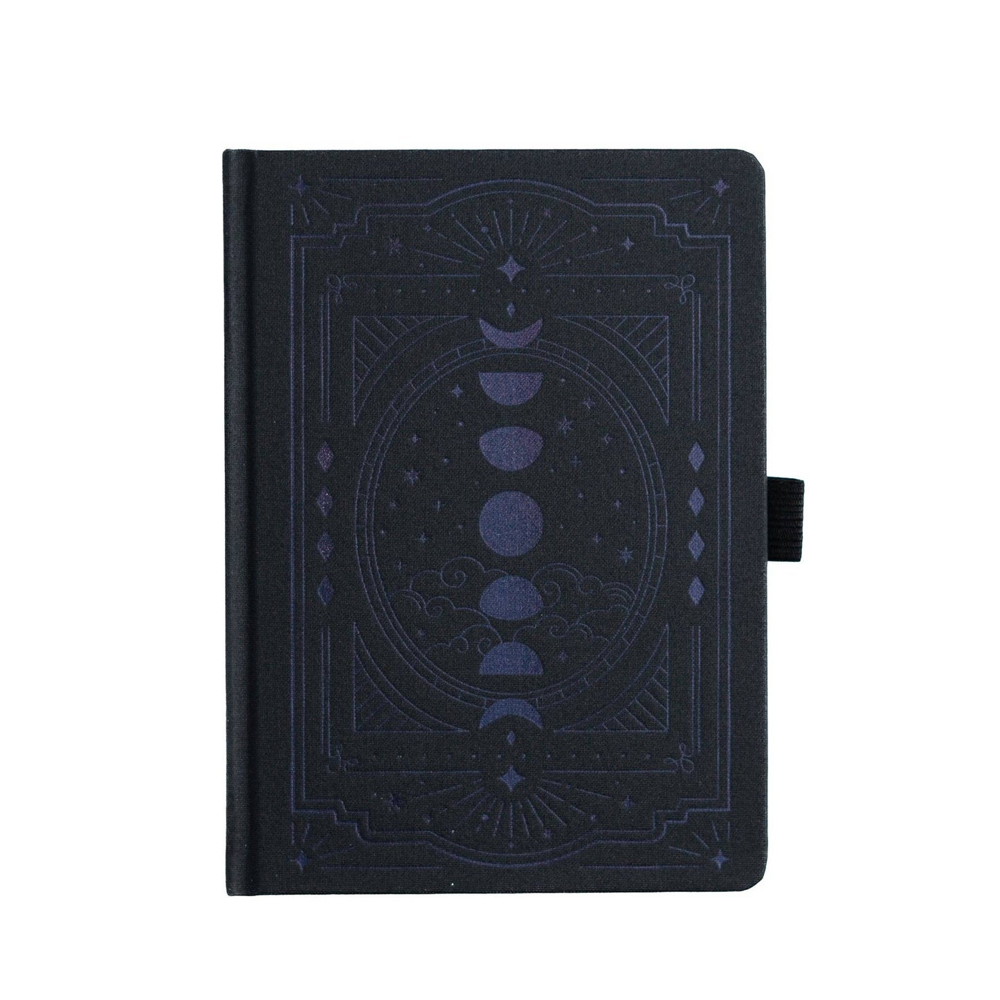 Dot Grid Notebook; Black on Black Wonderstruck (B6, White Pages, Pen Holder)