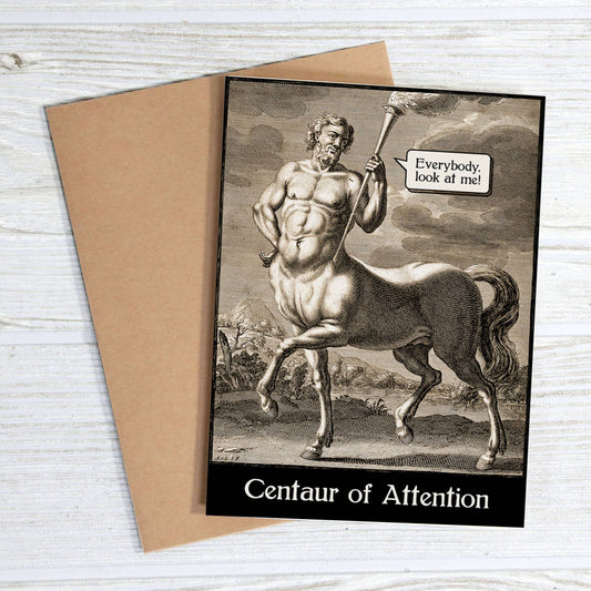 Greeting Card; Centaur of Attention: Funny Vintage Illustration Card