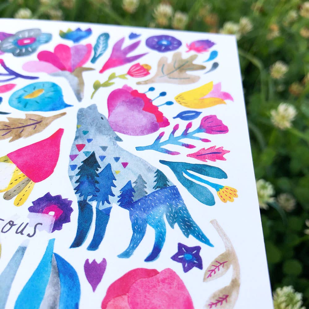 Encouragement Card; Courageous Soul Coyote | Honeyberry Studios
