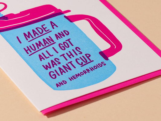 Baby Card; Made A Human (Letterpress, Funny)