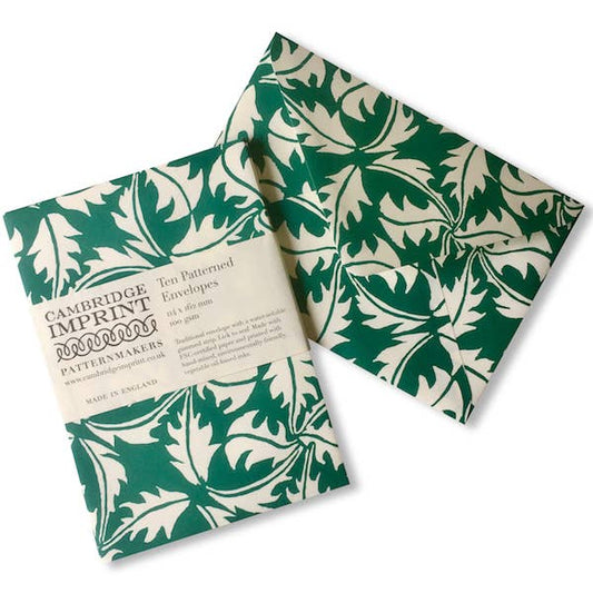 Patterned Envelopes (Packet of Ten); Dandelion Bottle Green