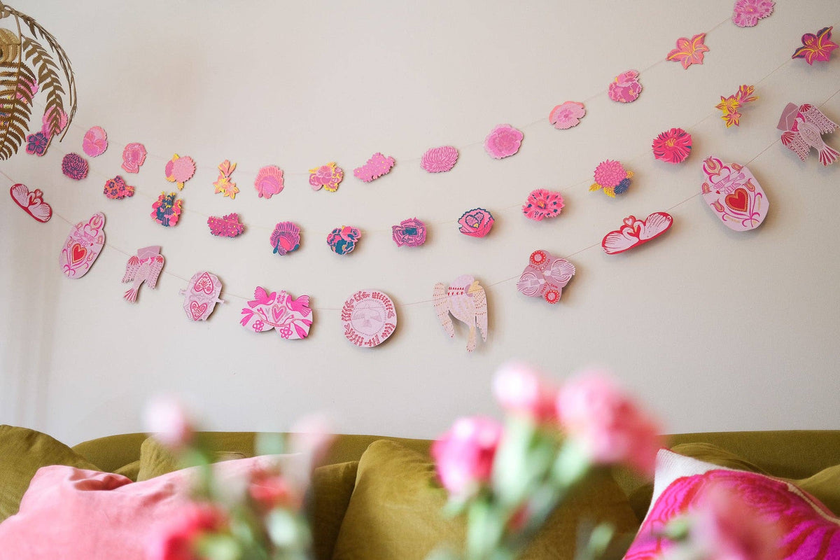 Sewn Garland; Love Birds