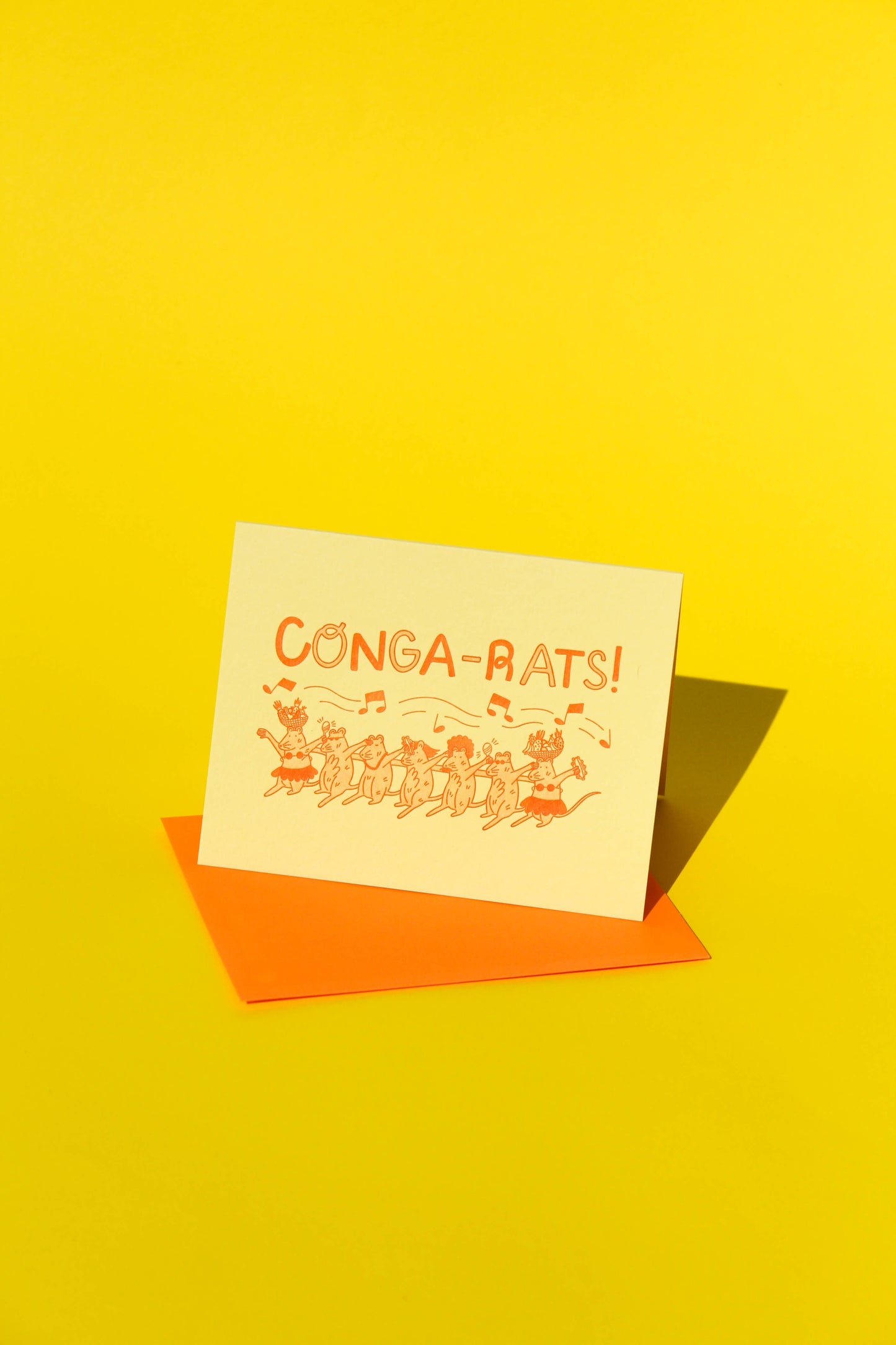 Letterpress Greeting Card; Conga-Rats By M.C. Pressure