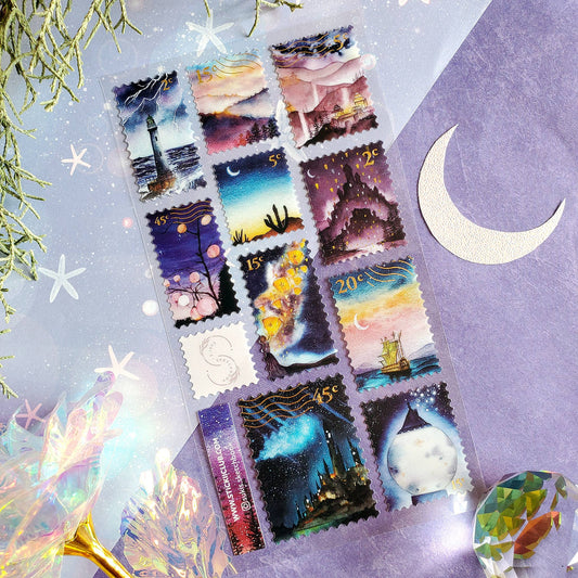 Stickii Sticker Sheet; Night Sky Stamps