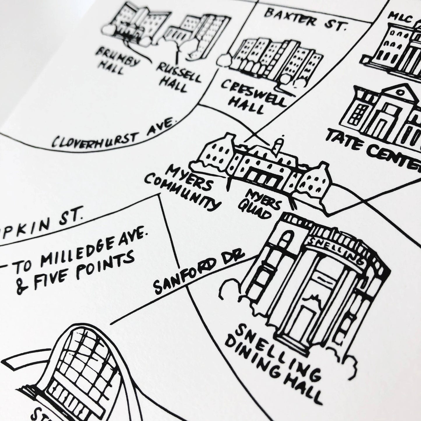 Greeting Card; Athens, Georgia UGA Campus Map By Natty Michelle Paperie