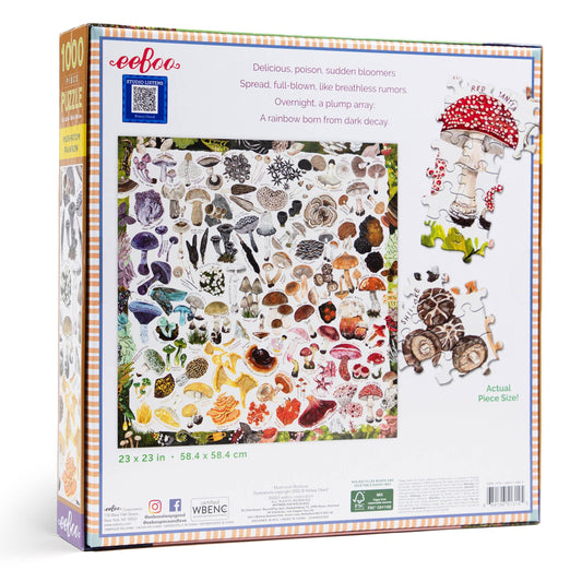 Eeboo Jigsaw Puzzle (1000 Piece Square); Mushroom Rainbow