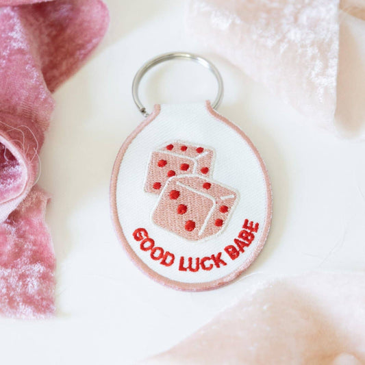 Embroidered Keychain; Dice (Good Luck Babe)