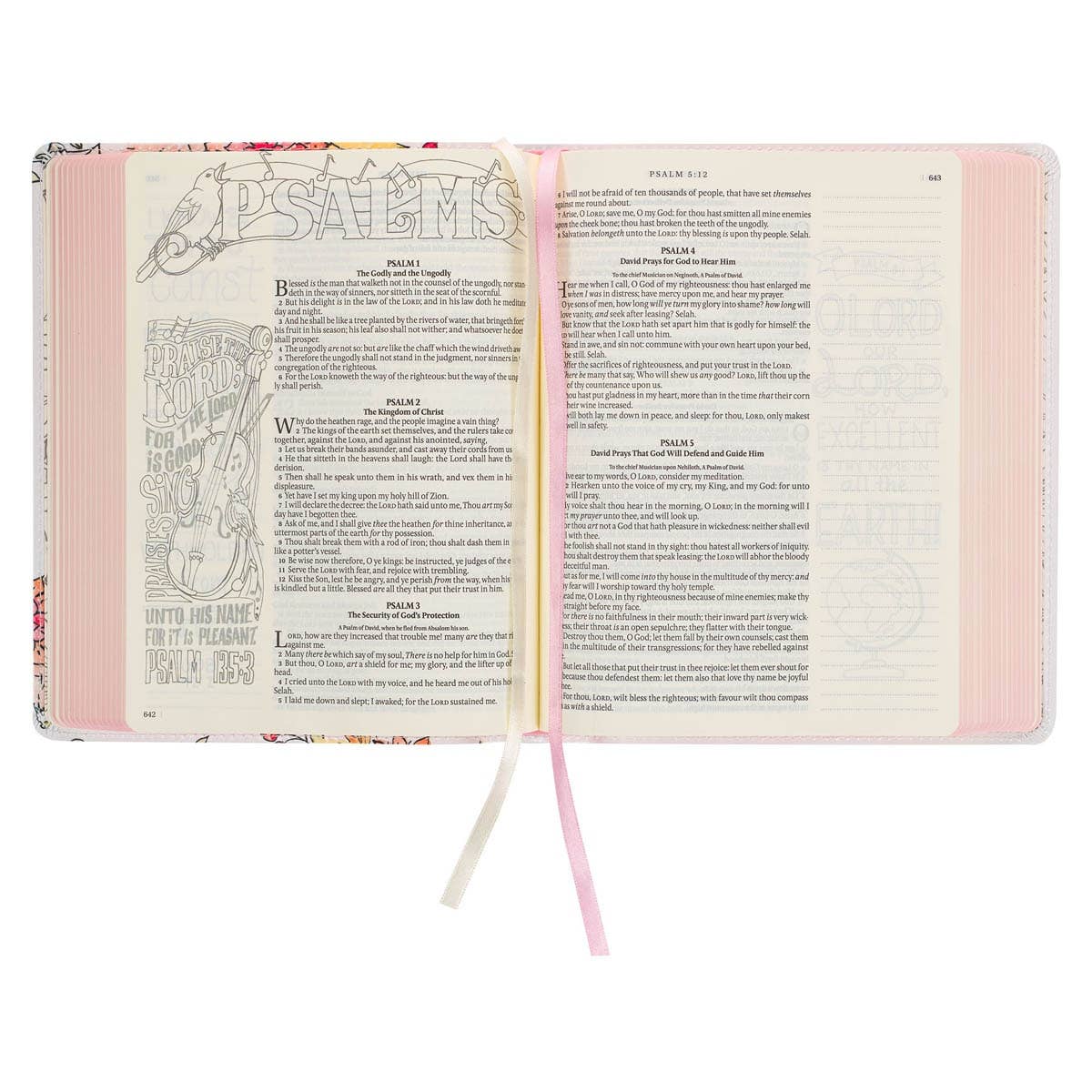 KJV My Creative Bible; Faux Leather White Floral Printed