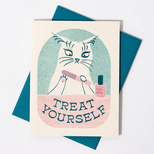 Greeting Card; Treat Yourself (Risograph Card)
