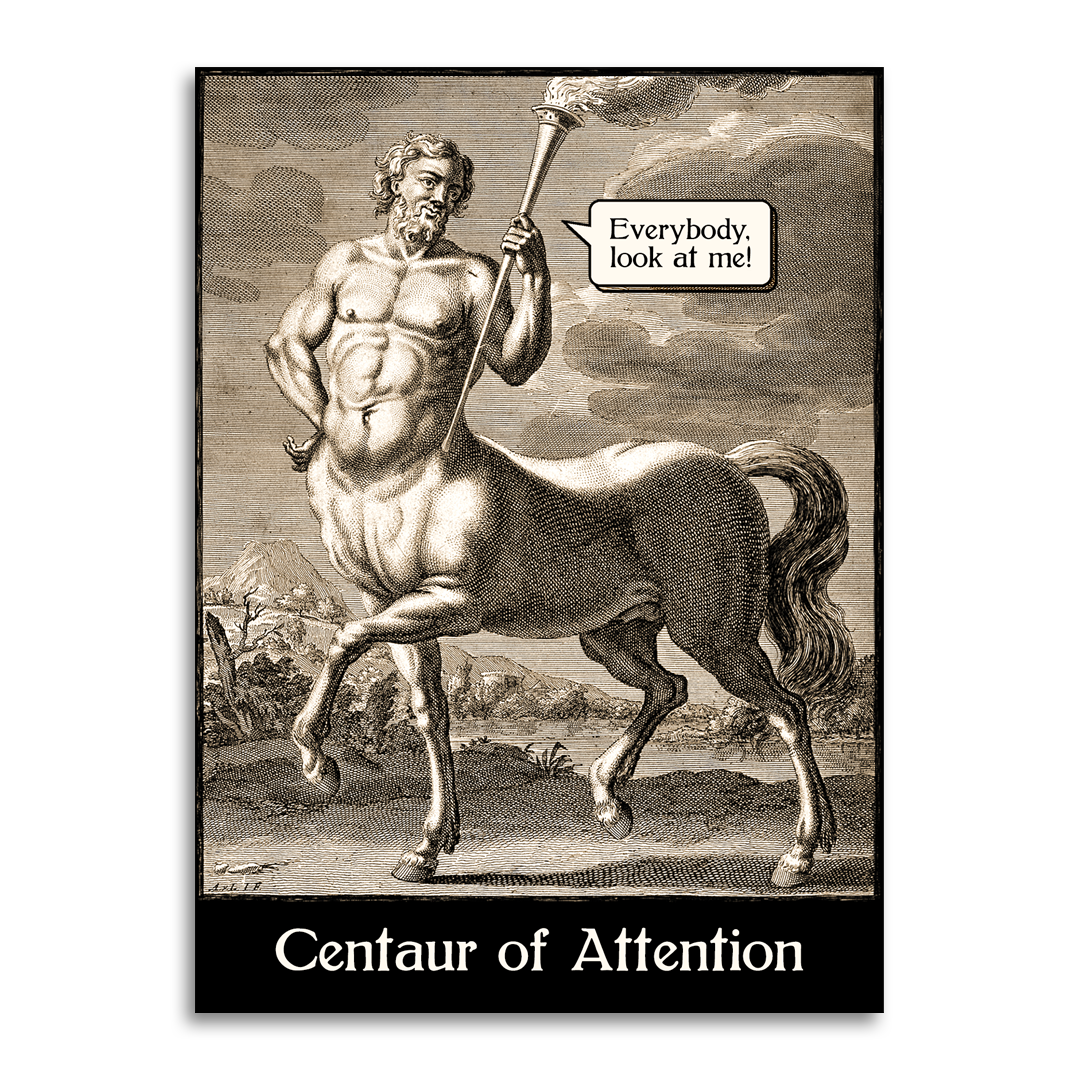 Greeting Card; Centaur of Attention: Funny Vintage Illustration Card