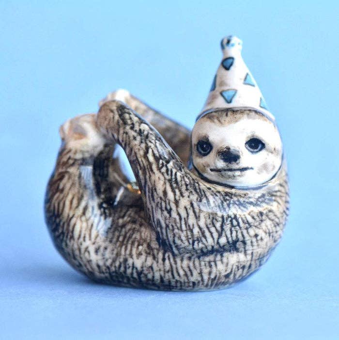 Camp Hollow Cake Topper; Sloth (Hand-Painted Porcelain)