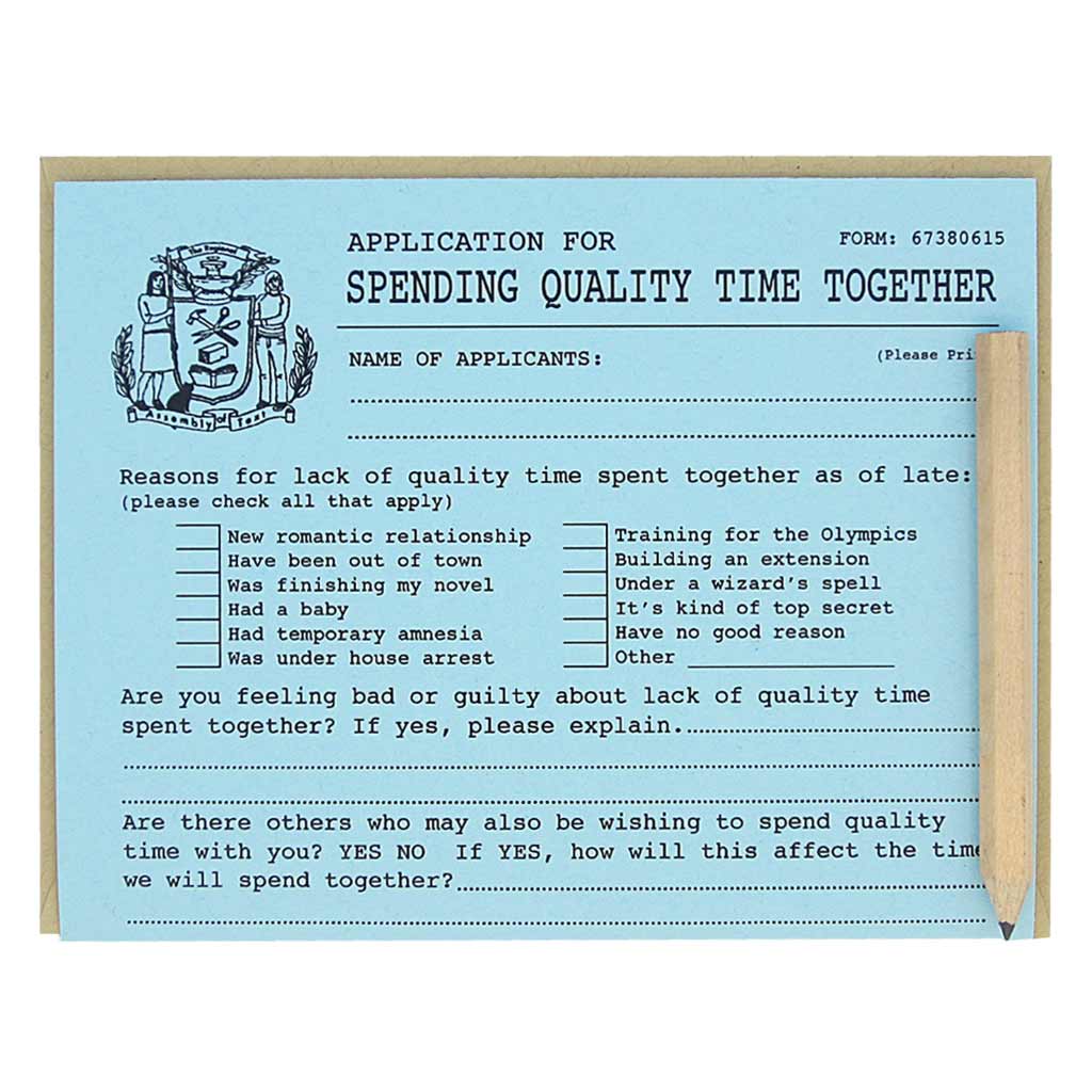 Notecard; Quality Time Application