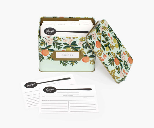 Rifle Paper Co. Tin Recipe Box; Citrus Floral