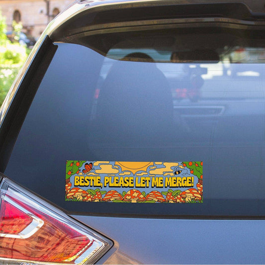 Large Vinyl Sticker; Bestie, Please Let Me Merge! (Bumper Sticker)