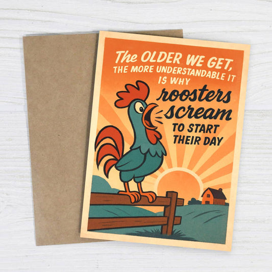 Birthday Card; Rooster Screaming (Funny)