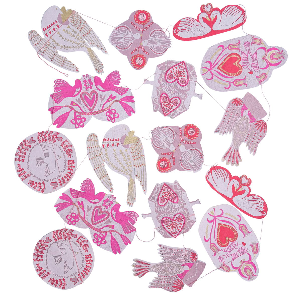Sewn Garland; Love Birds
