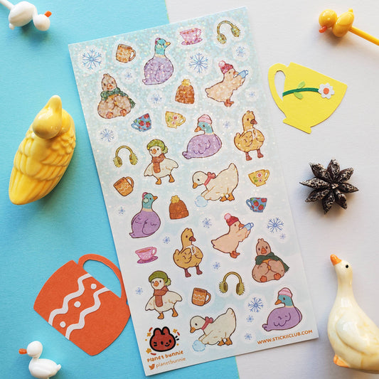 Stickii Sticker Sheet; Snow Day Ducks