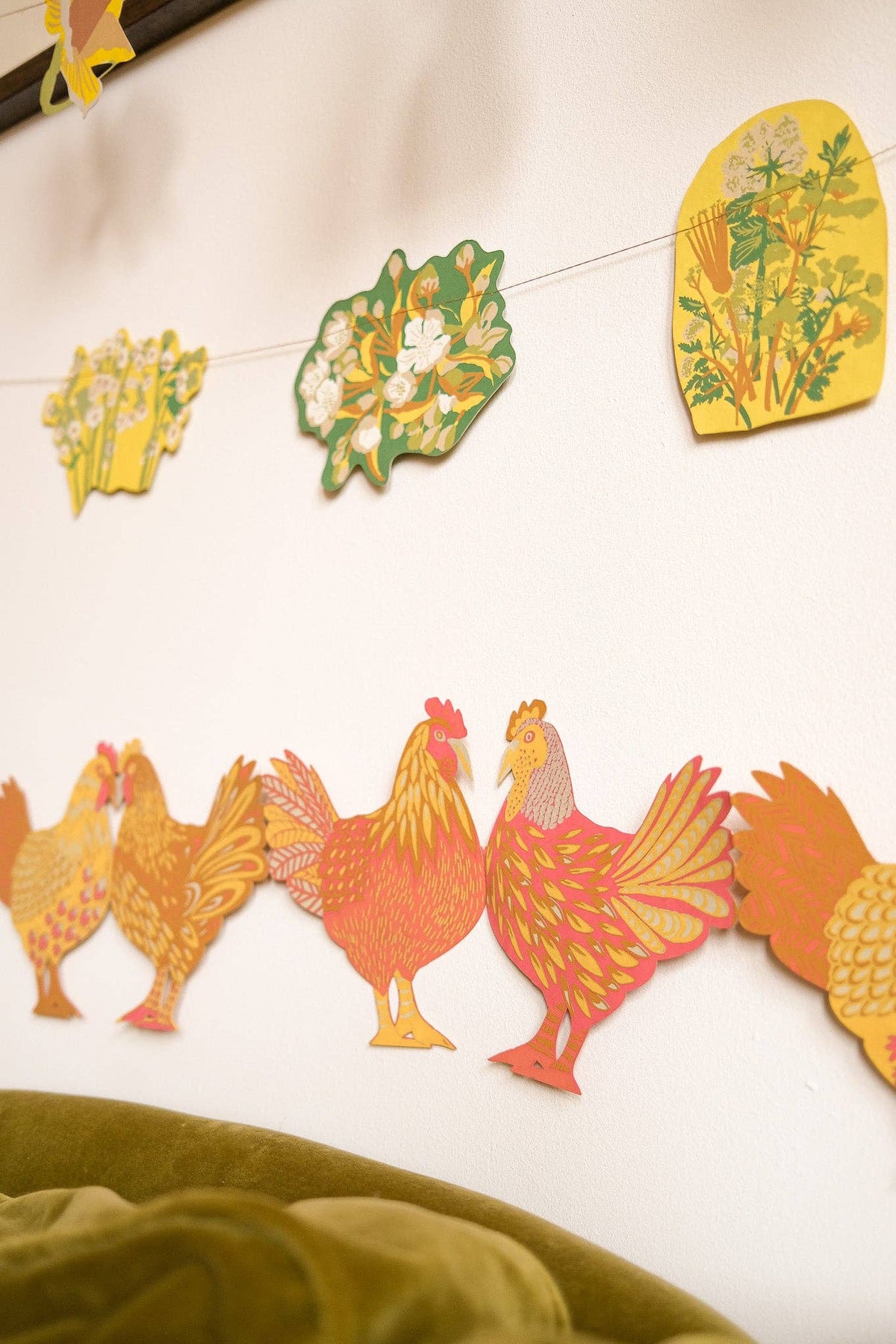 Sewn Garland; Chickens Concertina