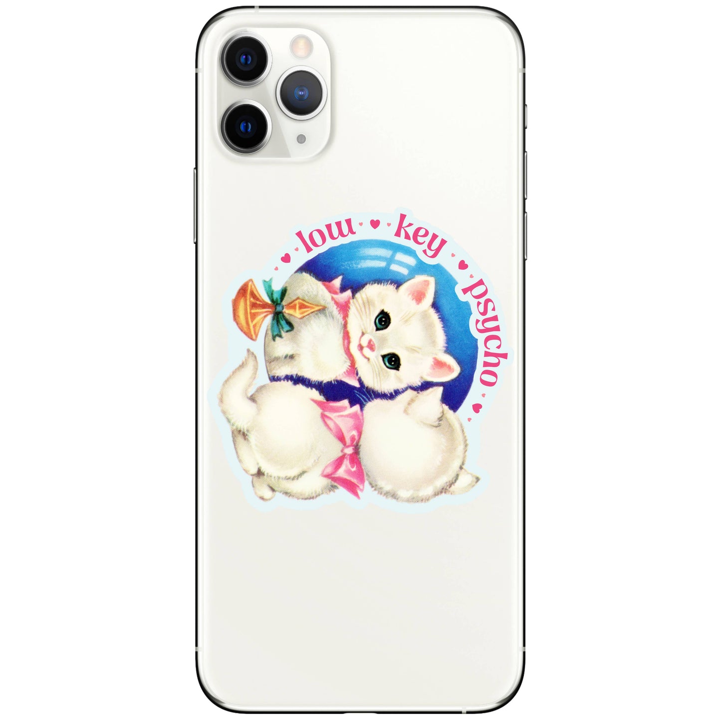 Vinyl Sticker; Psycho Kitty (Funny Retro High Quality)