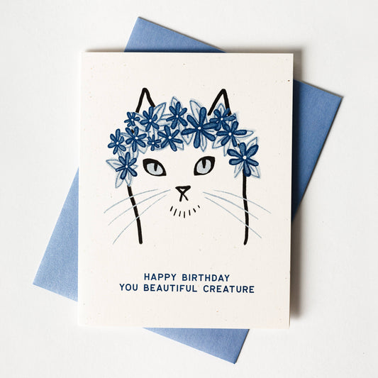 Birthday Card; Happy Birthday You Beautiful Creature (Risograph Card)