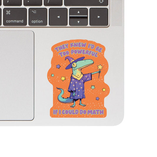 Vinyl Sticker; Math Wizard Lizard