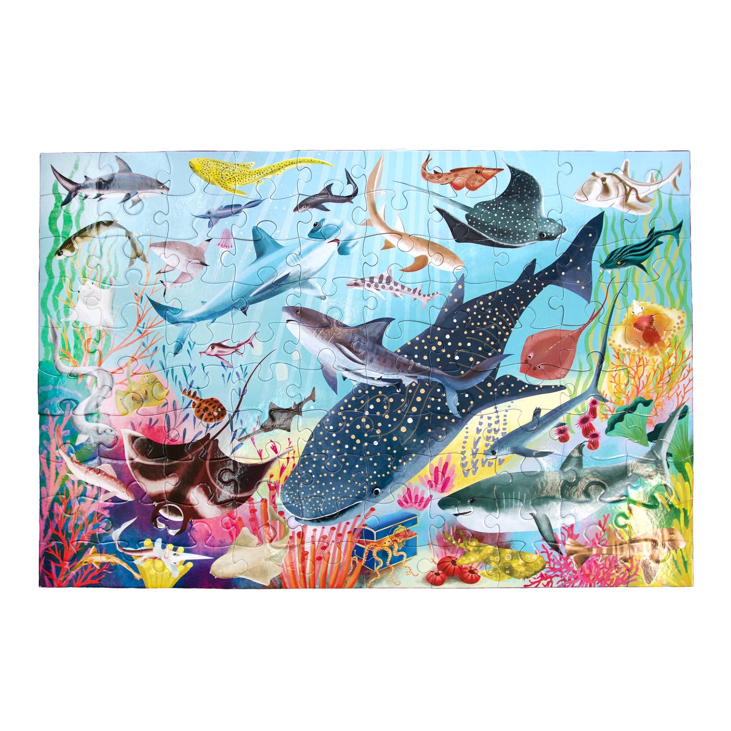 Eeboo Jigsaw Puzzle; Love of Sharks (100 Piece)